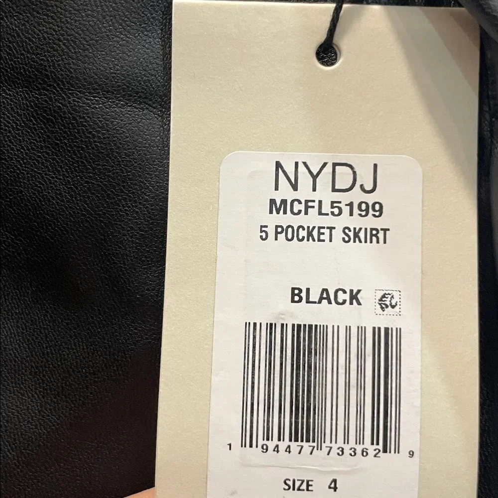 NEW NYDJ Sculpt-Her Black Faux Leather 5 Pocket Skirt Size 4